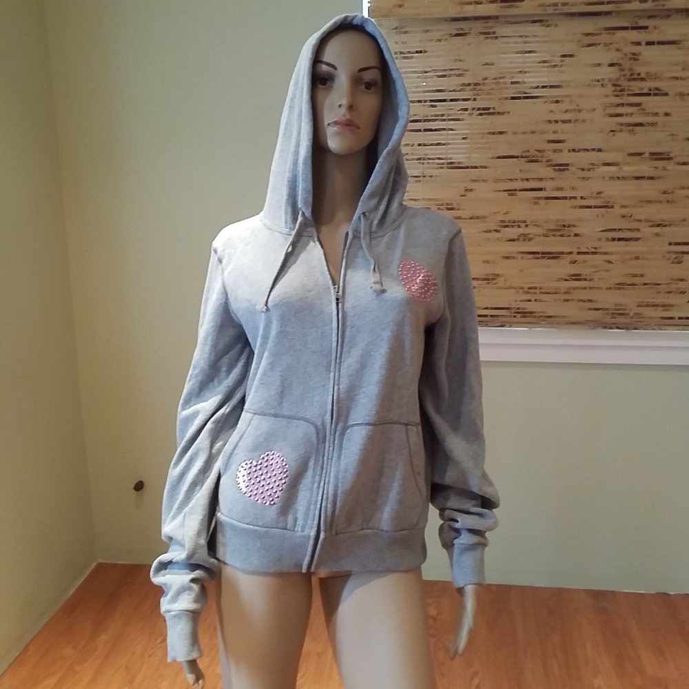 Victoria's Secret Pink Hoodie Pink Hearts Studs L